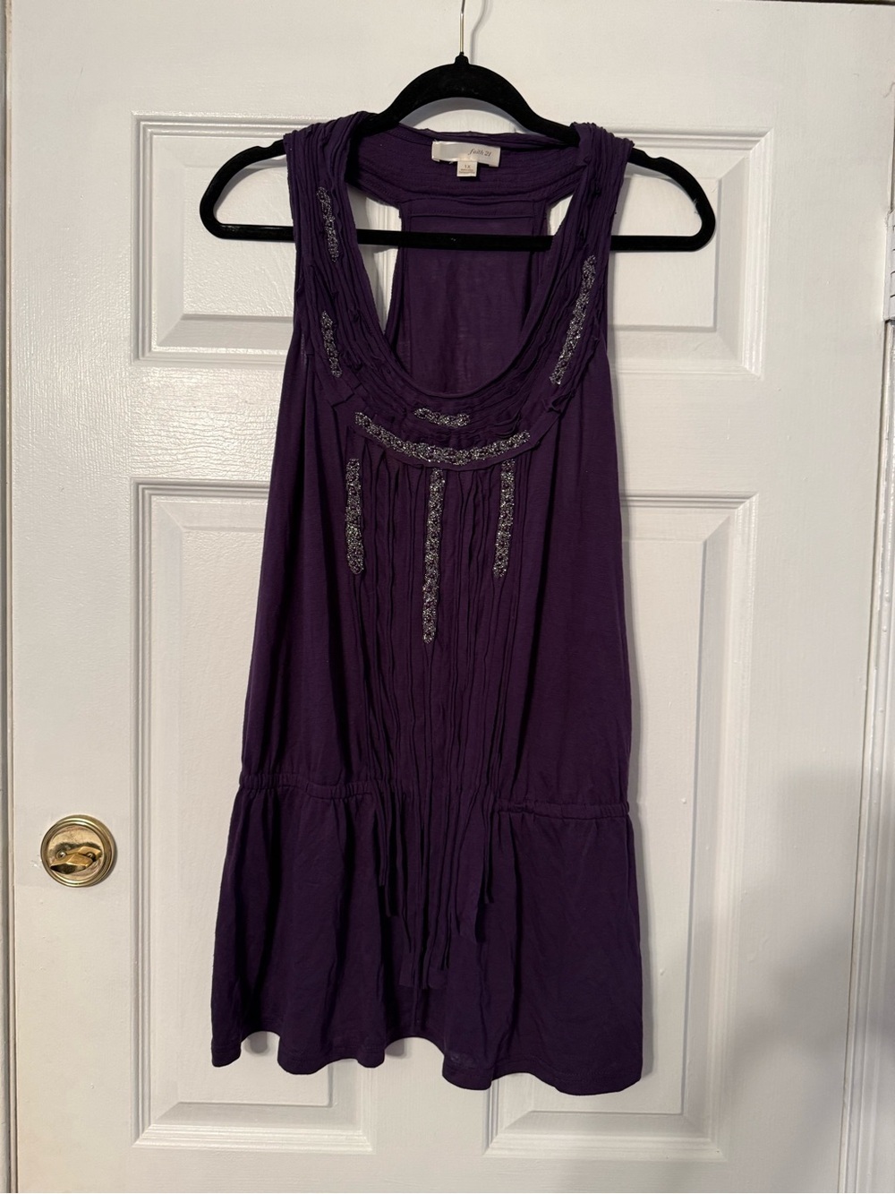 Sleeveless Embellished Purple Tunic Top